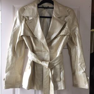 Light gold leather car coat